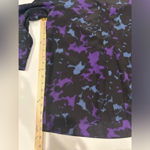 Burberry Long Sleeve Blouse Top 100% Silk Small Collared Blue Purple - Picture 10 of 12